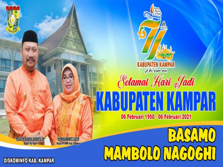 Hari Jadi Kabupaten Kampar ke 71 tahun 2021, Mulai tanggal 01 S/D 06 Februari menggunakan Pakaian Melayu Lengkap.