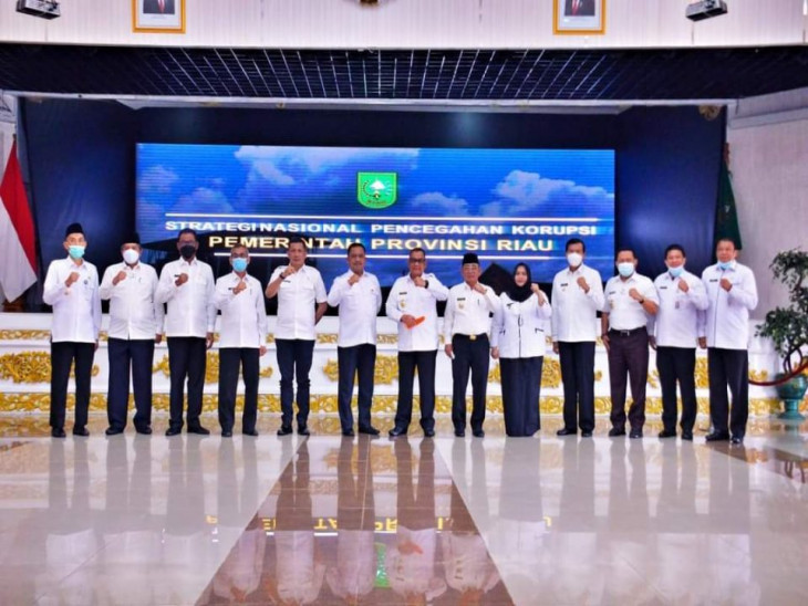 Bupati Kampar Ikuti Rakor KPK Tentang Strategi Nasional Pencegahan Korupsi.