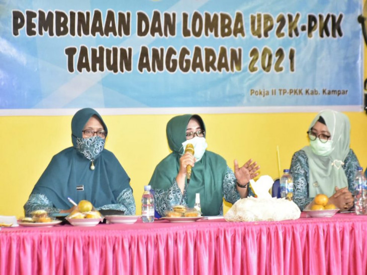  TP PKK Kampar Mulai Lakukan Pembinaan UP2K dari Desa Teluk Kenidai Tambang.