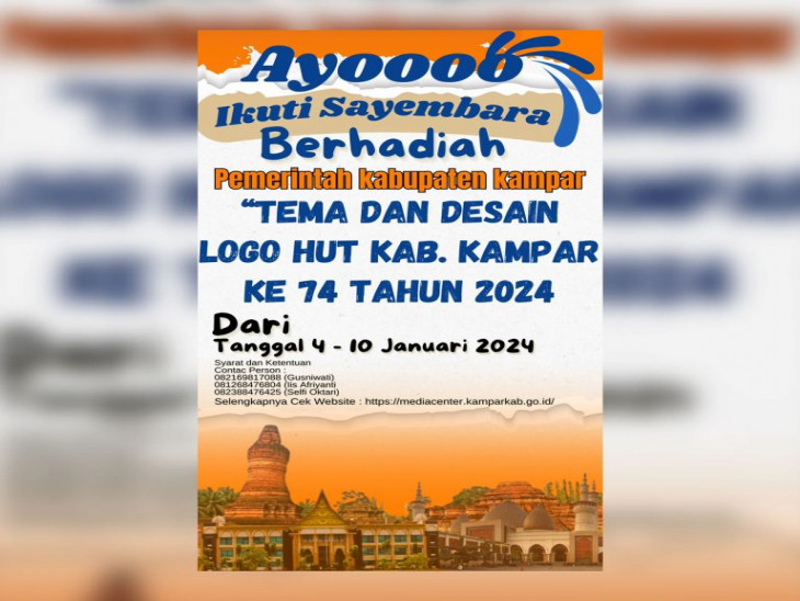 Ayoooo ikuti Sayembara Berhadiah, Jelang Hari Jadi Kampar ke 74 Pemerintah Kabupaten Kampar Desain Logo dan Tema.