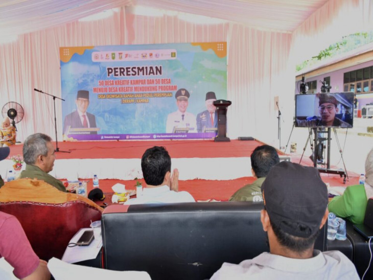 Menpar Ekraf Sandiaga Uno Apresiasi Pj Bupati Kampar atas diresmikan 50 Desa Kreatif di Kampar.