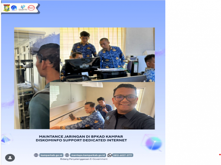 maintenance jaringan dan optimalisasi layanan internet dedicated di BPKAD Kabupaten Kampar