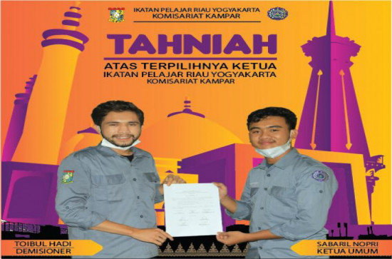 Sabaril Nopri resmi nahkodai Ikatan Pelajar Mahasiswa Riau Yogyakarta Komisariat Kampar